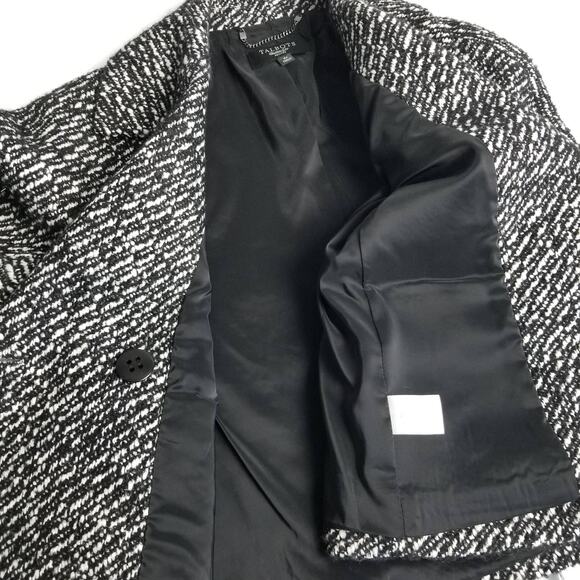 Talbots Black White Wool Alpaca Lined Double Breasted Jacket Excellent! Size 4P - Picture 4 of 11